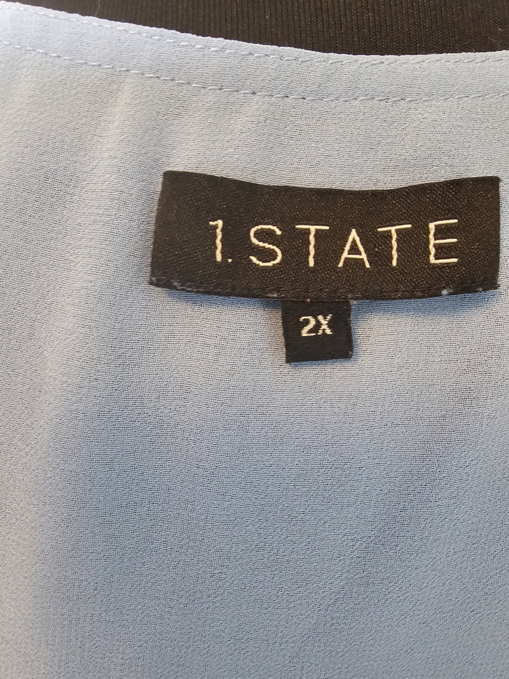 1. State Soft Blue Button-Front Smocked Blouse - Picture 7 of 8